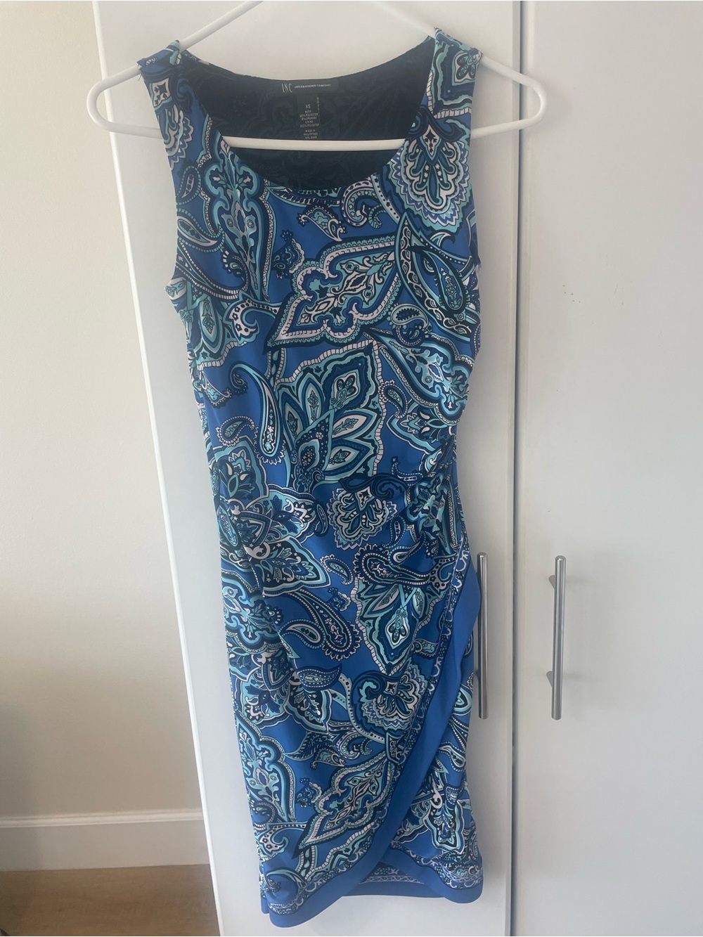INC International Concepts Blue Paisley Midi Wrap Dress